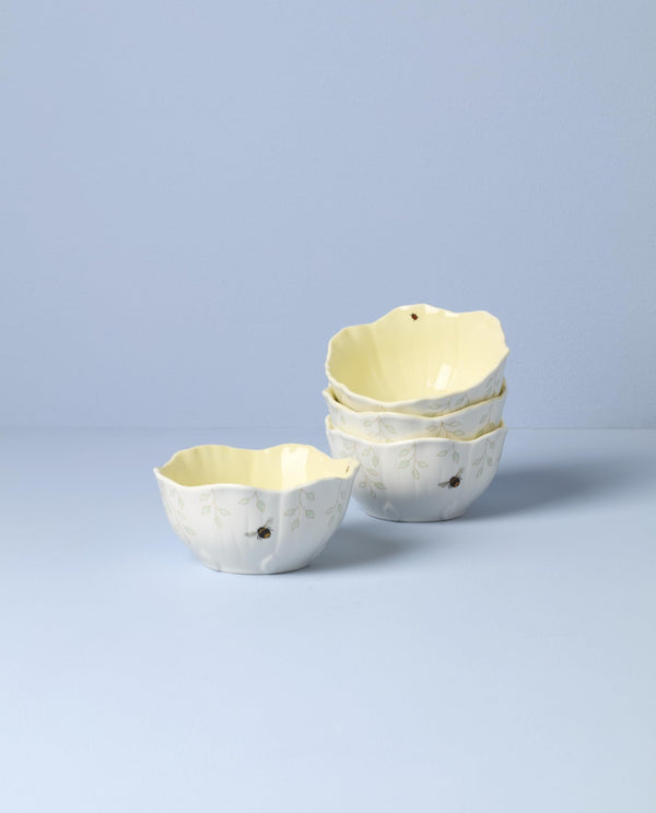Yellow Floral Dessert Bowls (Set of 4)