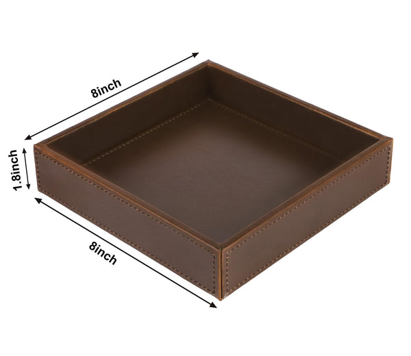 Brown Faux Leather Vanity Tray