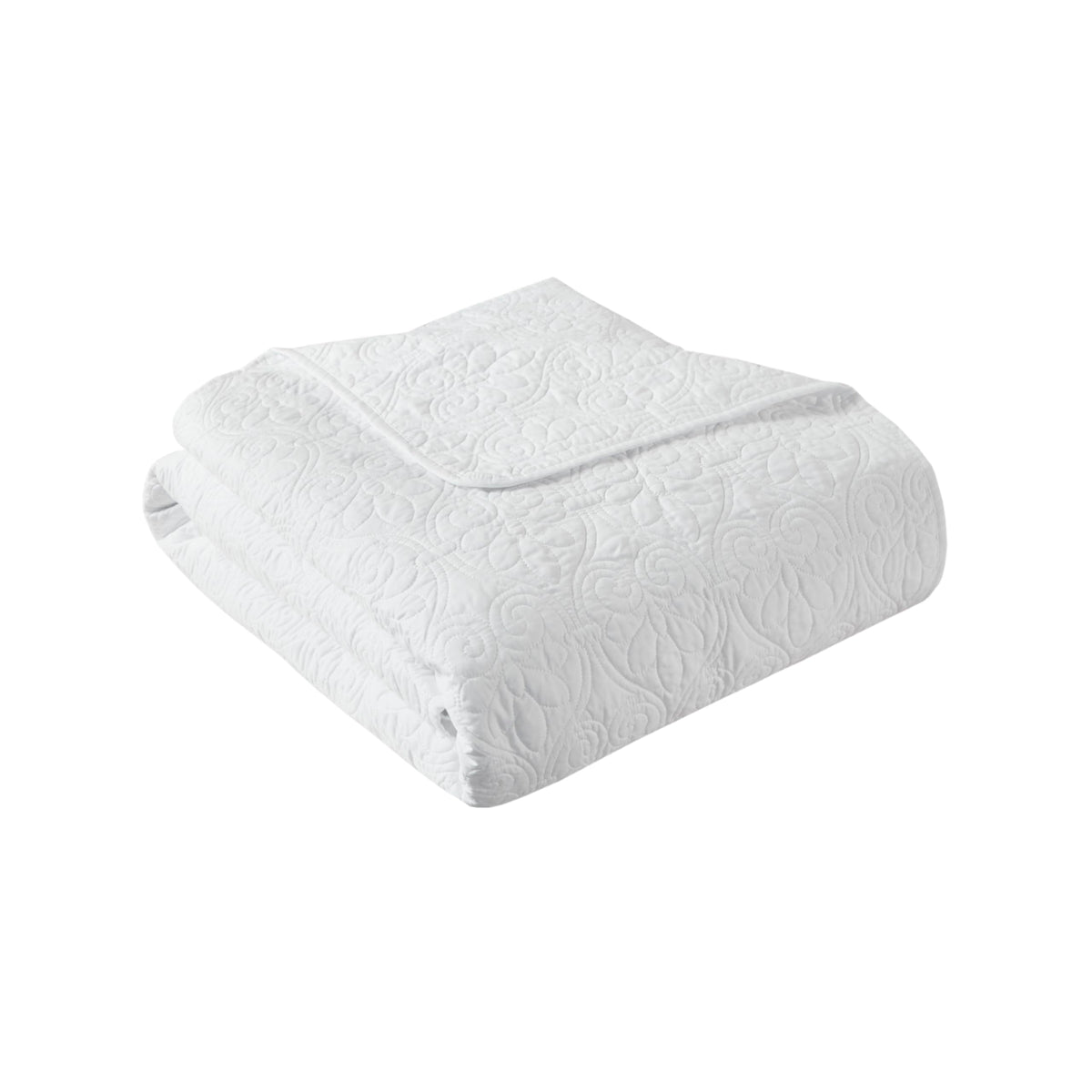 White Damask Quilted Throw