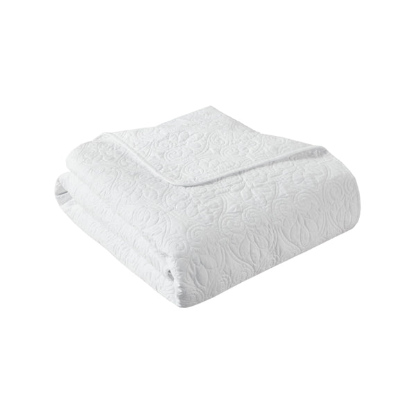 White Damask Quilted Throw