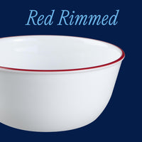 Red Banded Glass Bowls (Set of 6)