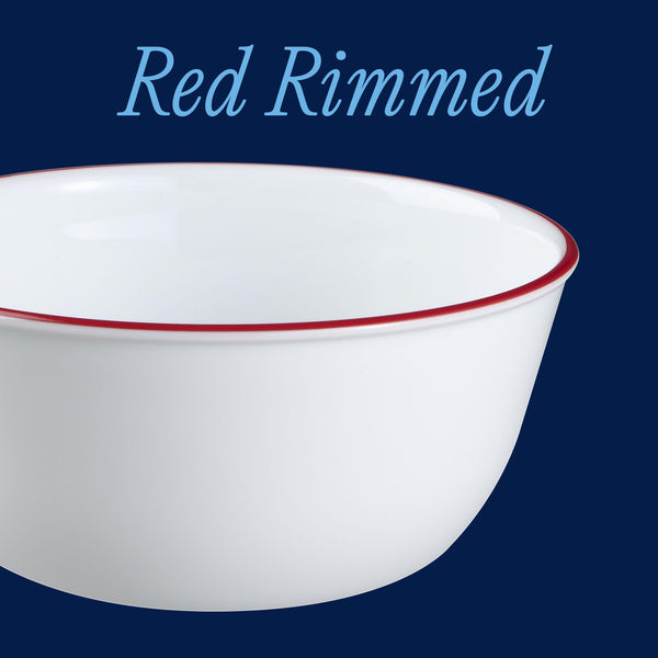 Red Banded Glass Bowls (Set of 6)