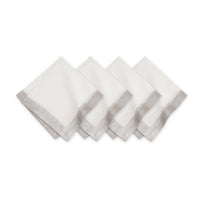 White & Silver Linen Napkins (Set of 4)