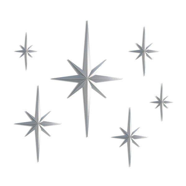 Silver Starburst Wall Decor (Set of 6)