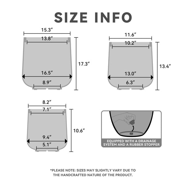 Pale Gray Concrete Planters (Set of 3)