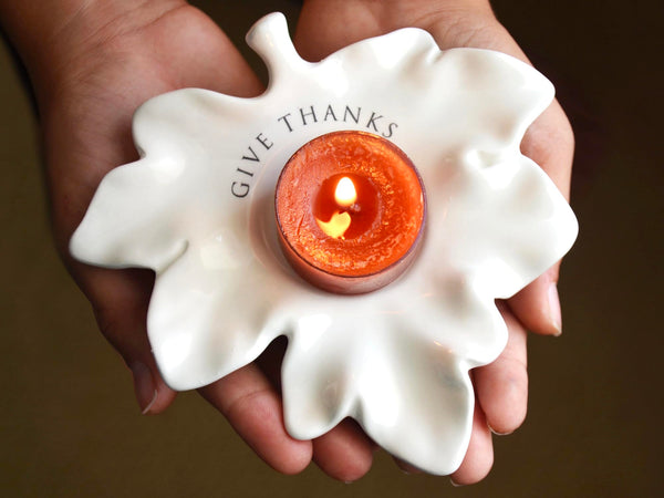 Ceramic Leaf Votive Holder
