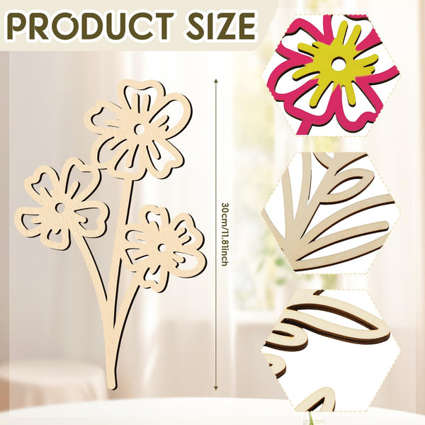 3D Wooden Flowers Wall Decor (Set of 8)
