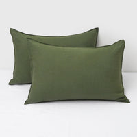 Mossy Green Linen Pillowcases (Set of 2)