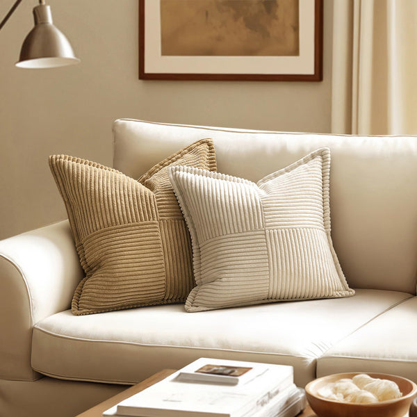 Beige Throw Pillow Cover (Set of 2)