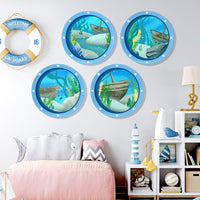 Blue Porthole Wall Decor (Set of 4)