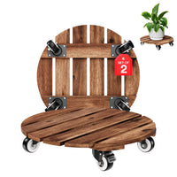 Wood Rolling Plant Caddy (Set of 2)
