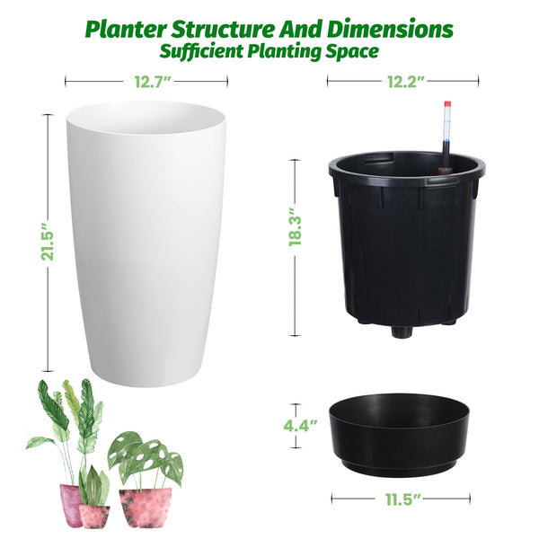 Tall White Planters (Set of 2)