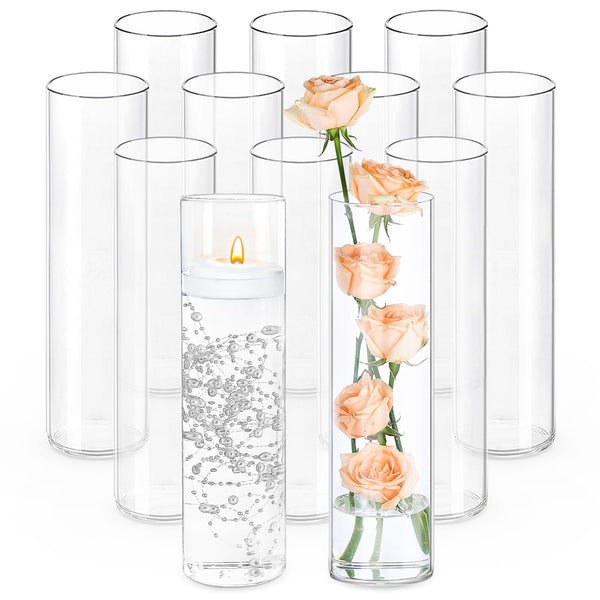 Tall Clear Cylinder Vases (Set of 12)