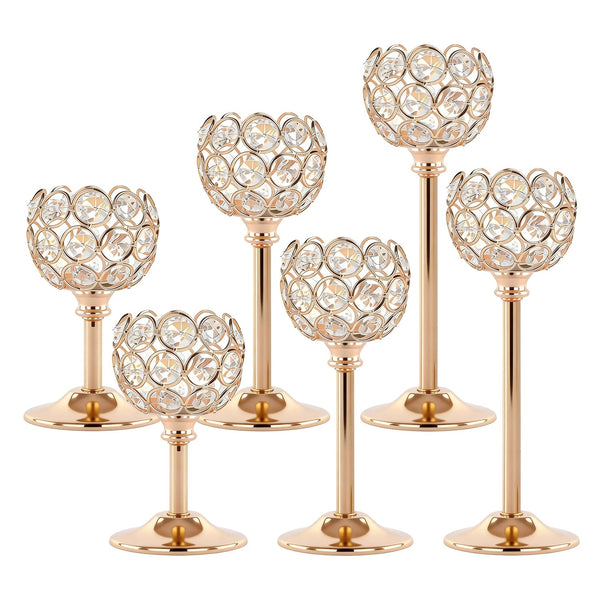 Gold Crystal Candle Holders (Set of 6)