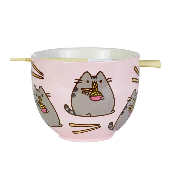 Pink Ramen Bowl with Chopsticks