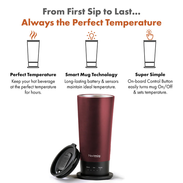 Burgundy Self-Heating Travel Mug