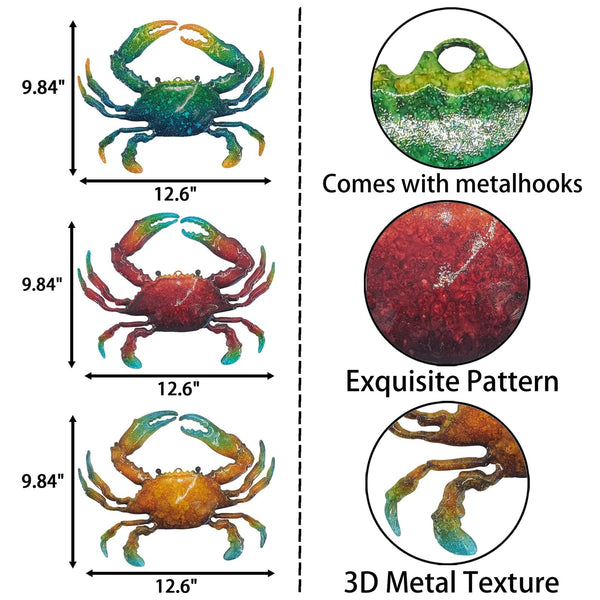 Metal Crab Wall Decor (Set of 3)