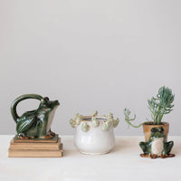 Ivory Stoneware Frog Planter
