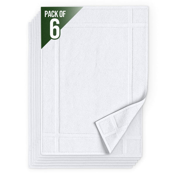 White Cotton Bath Mat (Set of 6)
