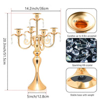 Gold 5-Arm Candelabra (Set of 4)