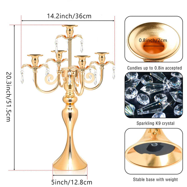 Gold 5-Arm Candelabra (Set of 4)