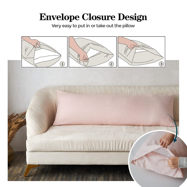 Dusty Pink Linen Body Pillow Cover