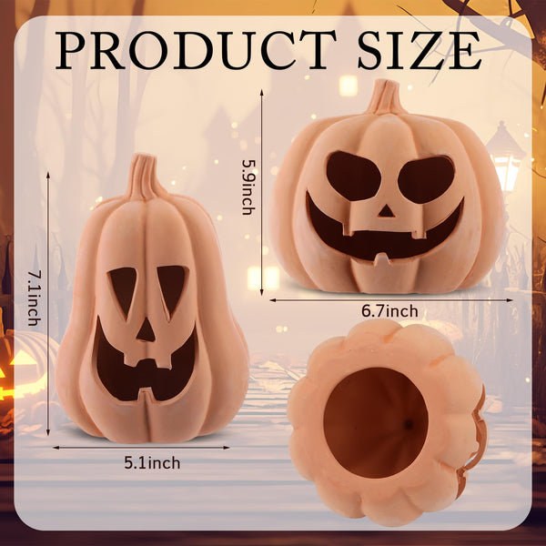 Orange Terracotta Pumpkin Lanterns (Set of 2)