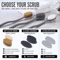 Gray Long-Handle Body Brush