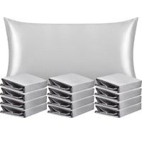 Silver Grey Satin Pillowcases (Set of 12)