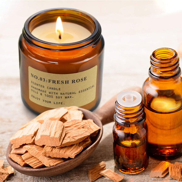 Amber Glass Scented Candles (Set of 4)
