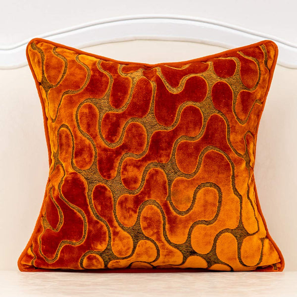 Orange Wavy Velvet Pillow Cover