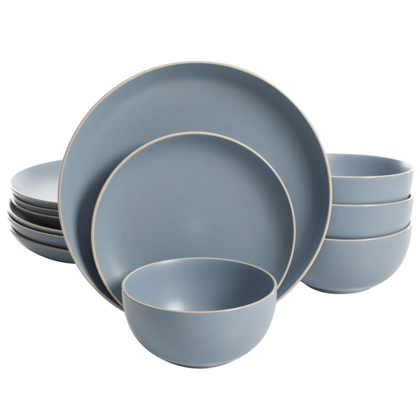 Blue Stoneware Dinnerware (Set of 12)