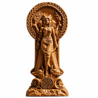 Wooden Hecate Triple Goddess Statue