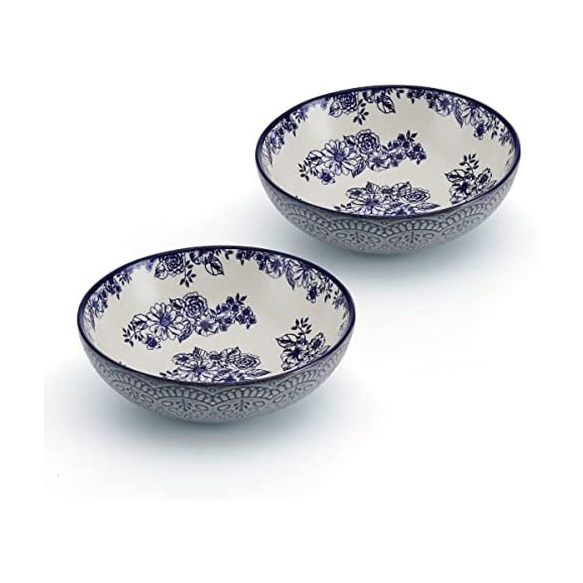 Blue Floral Pasta Bowls (Set of 2)