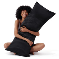 Black Satin Body Pillow Cover