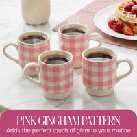 Pink Gingham Mugs (Set of 4)