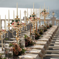 Gold 5-Arm Candelabra (Set of 4)