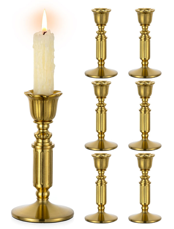 Gold Brass Taper Holders (Set of 6)