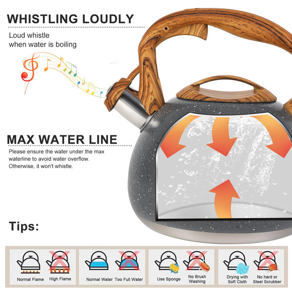 Gray Whistling Tea Kettle