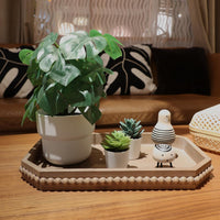Brown Beaded Wood Serving Tray