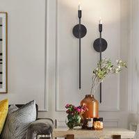 Long Black Wall Candle Sconces (Set of 2)