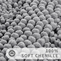 Plush Grey Chenille Bath Mat (Set of 2)