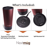 Burgundy Self-Heating Travel Mug