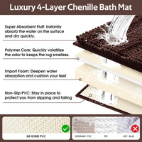 Brown Striped Chenille Bath Mat (Set of 3)