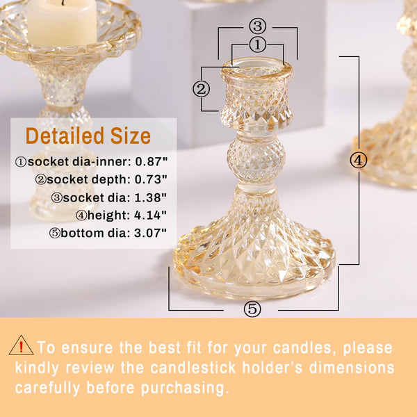 Gold Glass Taper Holders (Set of 12)