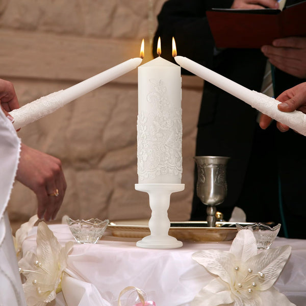 White Ceramic Unity Candle Holder