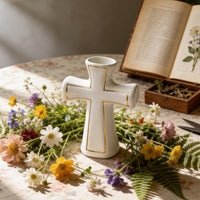White Ceramic Cross Vase