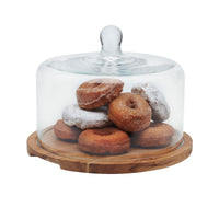 Acacia Cake Stand with Dome (Set of 2)