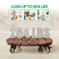 Wood Rolling Plant Caddy (Set of 2)