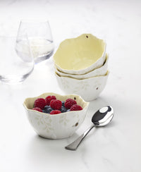 Yellow Floral Dessert Bowls (Set of 4)